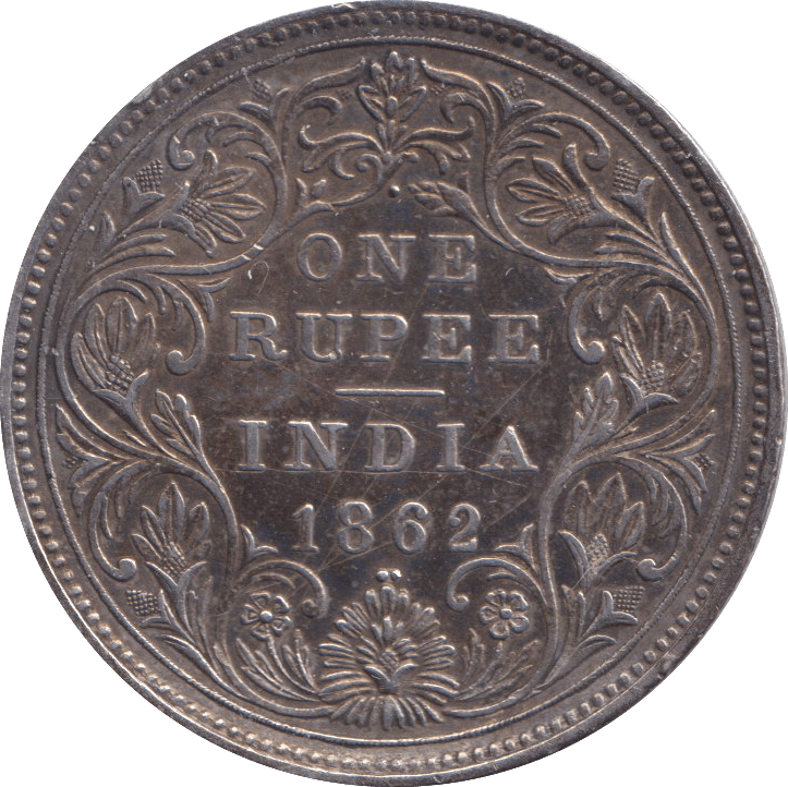1862 SILVER ONE RUPEE INDIA - SILVER WORLD COINS - Cambridgeshire Coins