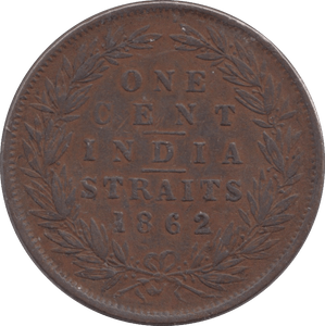 1862 STRAIT SETTLEMENTS ONE CENT - WORLD COINS - Cambridgeshire Coins