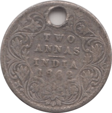 1862 TWO ANNAS - WORLD COINS - Cambridgeshire Coins