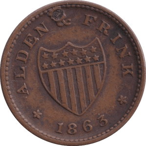 1863 CIVIC WAR ONE CENT TOKEN USA HOLED - WORLD COINS - Cambridgeshire Coins