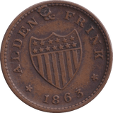 1863 CIVIC WAR ONE CENT TOKEN USA HOLED - WORLD COINS - Cambridgeshire Coins