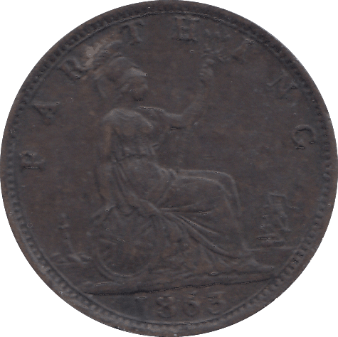 1863 FARTHING ( EF ) - FARTHING - Cambridgeshire Coins