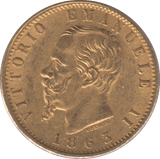 1863 GOLD 20 LIRA ITALY - Gold World Coins - Cambridgeshire Coins