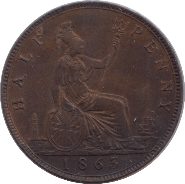 1863 HALFPENNY ( AUNC ) - Halfpenny - Cambridgeshire Coins