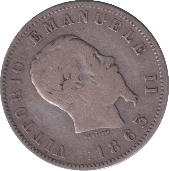 1863 ITALY 1 LIRA - WORLD COINS - Cambridgeshire Coins