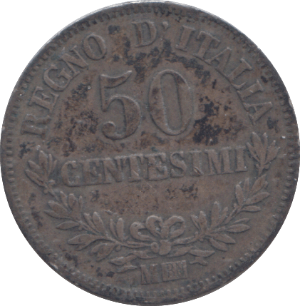 1863 ITALY 50 CENTESIMI - WORLD COINS - Cambridgeshire Coins