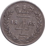 1863 MAUNDY FOURPENCE ( GVF ) - MAUNDY FOURPENCE - Cambridgeshire Coins