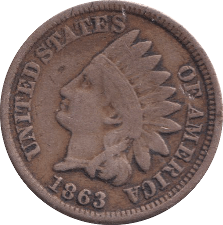1863 ONE CENT USA - WORLD COINS - Cambridgeshire Coins