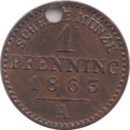 1863 ONE PFENNING GERMANY - SILVER WORLD COINS - Cambridgeshire Coins
