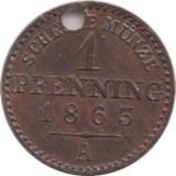 1863 ONE PFENNING GERMANY - SILVER WORLD COINS - Cambridgeshire Coins