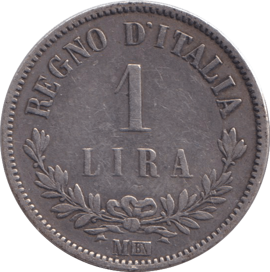 1863 SILVER 1 LIRA ITALY - SILVER WORLD COINS - Cambridgeshire Coins