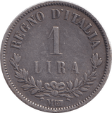 1863 SILVER 1 LIRA ITALY - SILVER WORLD COINS - Cambridgeshire Coins