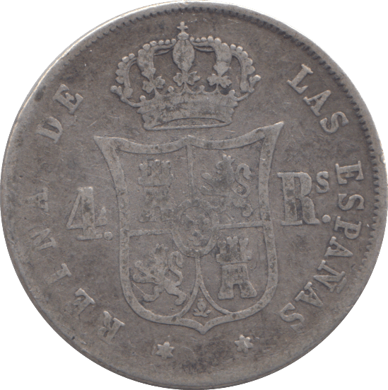 1863 SILVER 4 REAL SPAIN - SILVER WORLD COINS - Cambridgeshire Coins