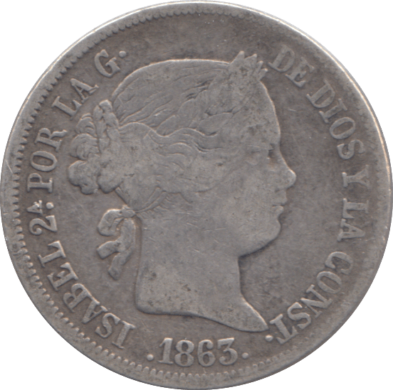 1863 SILVER 4 REAL SPAIN - SILVER WORLD COINS - Cambridgeshire Coins