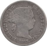 1863 SILVER 4 REAL SPAIN - SILVER WORLD COINS - Cambridgeshire Coins