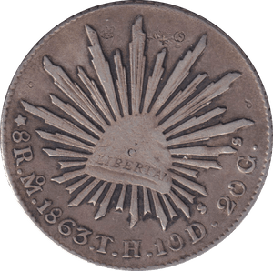 1863 SILVER 8 REALES MEXICO - SILVER WORLD COINS - Cambridgeshire Coins