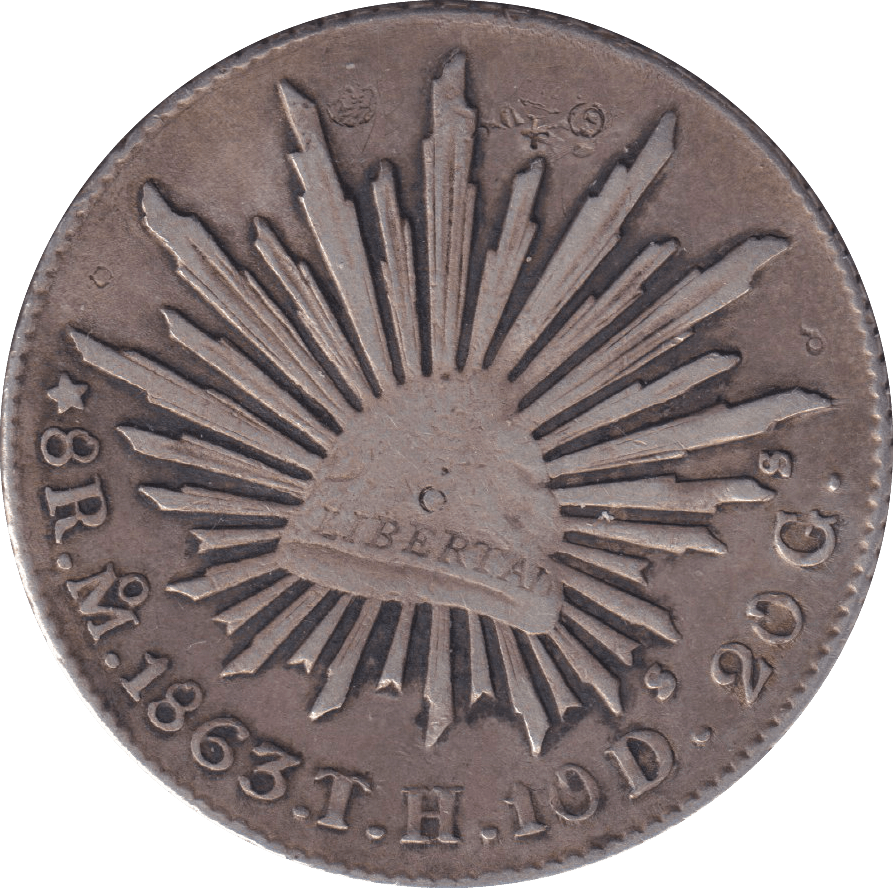 1863 SILVER 8 REALES MEXICO - SILVER WORLD COINS - Cambridgeshire Coins