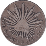 1863 SILVER 8 REALES MEXICO - SILVER WORLD COINS - Cambridgeshire Coins
