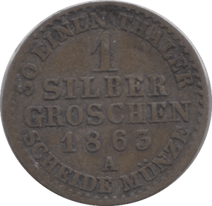 1863 SILVER ONE GROSCHEN PRUSSIA - SILVER WORLD COINS - Cambridgeshire Coins