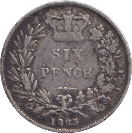 1863 SIXPENCE ( F ) - SIXPENCE - Cambridgeshire Coins