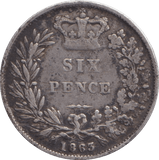 1863 SIXPENCE ( F ) - SIXPENCE - Cambridgeshire Coins