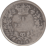 1863 SIXPENCE ( NF ) - SIXPENCE - Cambridgeshire Coins
