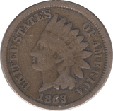 1863 USA ONE CENT - WORLD COINS - Cambridgeshire Coins