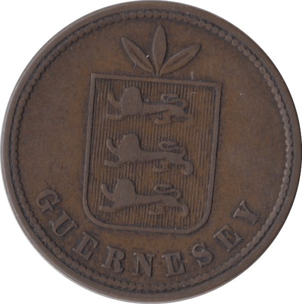 1864 4 DOUBLES GUERNSEY - SILVER WORLD COINS - Cambridgeshire Coins