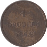 1864 4 DOUBLES GUERNSEY - SILVER WORLD COINS - Cambridgeshire Coins