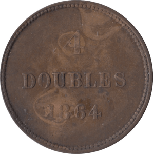 1864 4 DOUBLES GUERNSEY - WORLD COINS - Cambridgeshire Coins