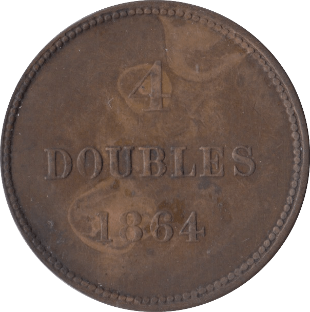 1864 4 DOUBLES GUERNSEY - WORLD COINS - Cambridgeshire Coins