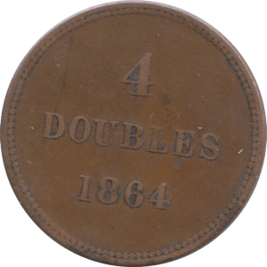 1864 4 DOUBLES GUERNSEY - WORLD COINS - Cambridgeshire Coins