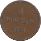 1864 4 DOUBLES GUERNSEY - WORLD COINS - Cambridgeshire Coins