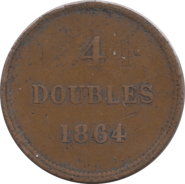 1864 4 DOUBLES GUERNSEY - WORLD COINS - Cambridgeshire Coins