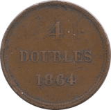 1864 4 DOUBLES GUERNSEY - WORLD COINS - Cambridgeshire Coins