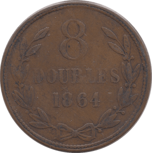 1864 EIGHT DOUBLES GUERNSEY - WORLD COINS - Cambridgeshire Coins