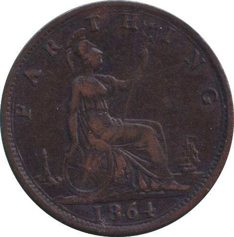 1864 FARTHING ( GVF ) - FARTHING - Cambridgeshire Coins