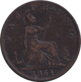 1864 FARTHING ( GVF ) - FARTHING - Cambridgeshire Coins