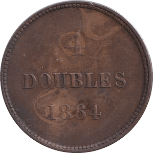 1864 FOUR DOUBLES GUERNSEY - WORLD COINS - Cambridgeshire Coins