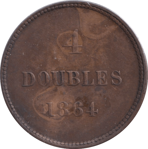 1864 FOUR DOUBLES GUERNSEY - WORLD COINS - Cambridgeshire Coins