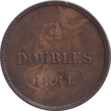 1864 FOUR DOUBLES GUERNSEY - WORLD COINS - Cambridgeshire Coins