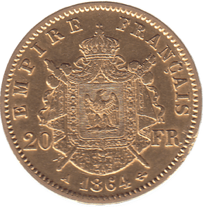 1864 GOLD 20 FRANCS FRANCE A PARIS MINT - Gold World Coins - Cambridgeshire Coins