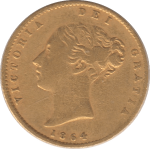 1864 GOLD HALF SOVEREIGN ( VF ) DIE 32 - HALF SOVEREIGN - Cambridgeshire Coins
