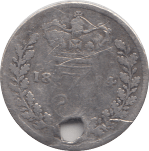 1864 HOLED THREEPENCE ( NF ) - THREEPENCE - Cambridgeshire Coins