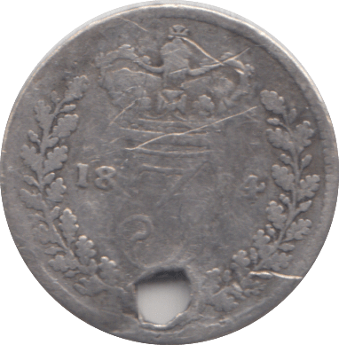 1864 HOLED THREEPENCE ( NF ) - THREEPENCE - Cambridgeshire Coins