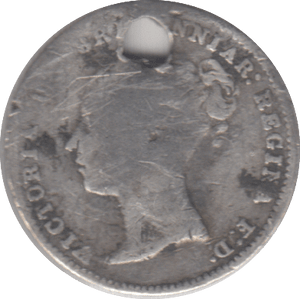 1864 HOLED THREEPENCE ( NF ) - THREEPENCE - Cambridgeshire Coins