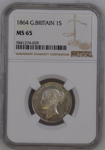 1864 SILVER SHILLING NGC MS 65 - NGC SILVER COINS - Cambridgeshire Coins