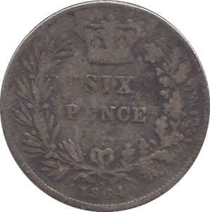 1864 SIXPENCE ( F ) - SIXPENCE - Cambridgeshire Coins