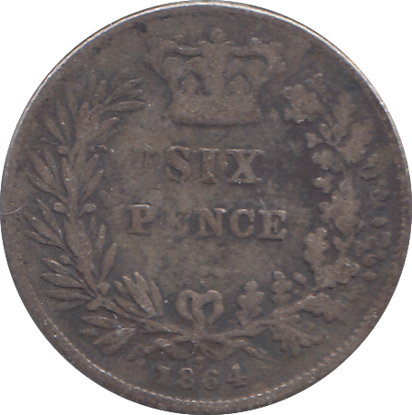 1864 SIXPENCE ( F ) - SIXPENCE - Cambridgeshire Coins