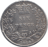 1864 SIXPENCE ( FAIR ) - SIXPENCE - Cambridgeshire Coins